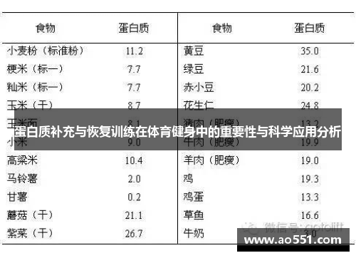 蛋白质补充与恢复训练在体育健身中的重要性与科学应用分析